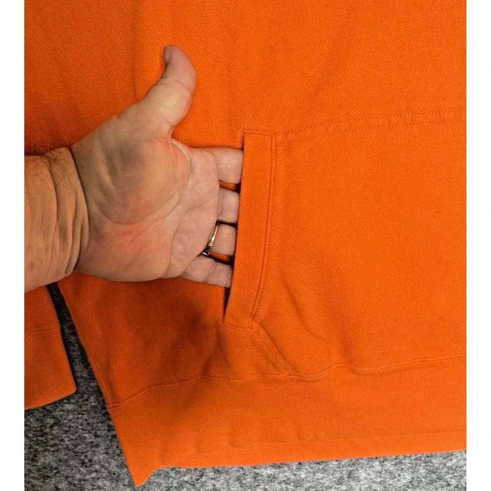 Polo Ralph Lauren Shirt Mens XL Orange Long Sleeve 1/4 zip Pocket Vntg